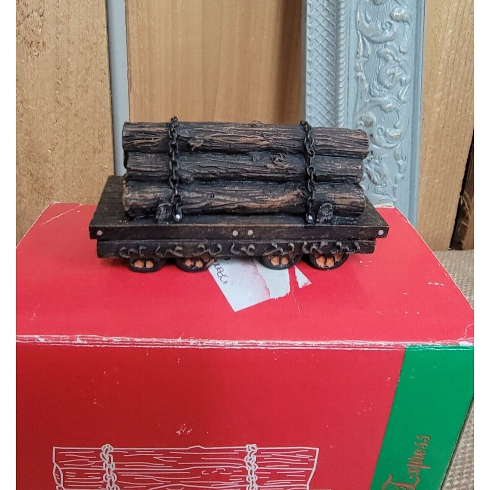 Christmas Village Train Car w/ Logs 'Timber Express' JC Penney Home Towne 1998